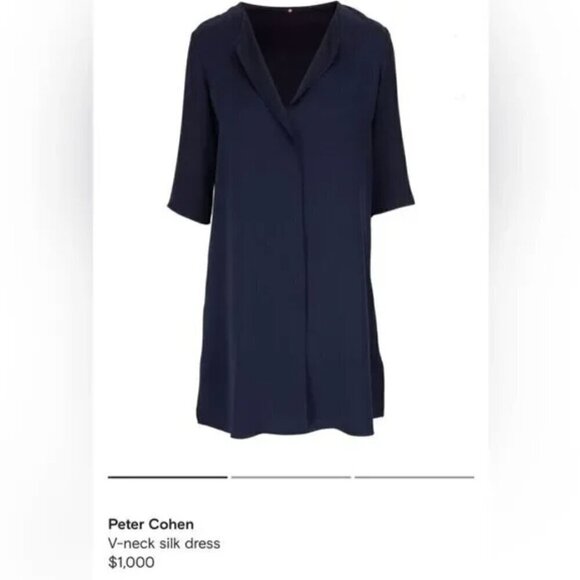 Peter Cohen | Silk Shirt Dress V-Neck Split Neckline Popover Chartreuse Size XS - Picture 16 of 16